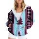 thumbnail image 1 of Puntoco Chaqueta Con Capucha Y Manga Larga Con Cremallera Y Estampado Navideño Informal Para Mujer, 1 of 6
