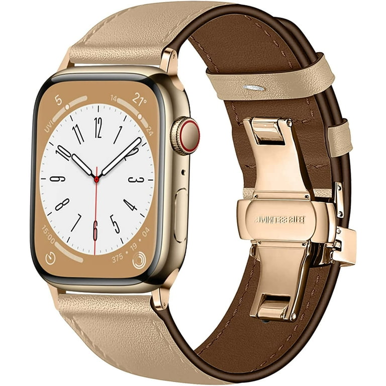  Compatible with Apple Watch Band 41mm 40mm 38mm 45mm 44mm 42mm  for women, Genuine Leather Bands Replacement Strap for iWatch Series 7 6 5