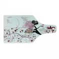 thumbnail image 1 of Cartoon Cutting Board, Flower Butterflies Wings Branches Ornaments Floral Spring Forest, Decorative Tempered Glass Cutting and Serving Board, Wine Bottle Shape, Maroon Black Pink, by Ambesonne, 1 of 1