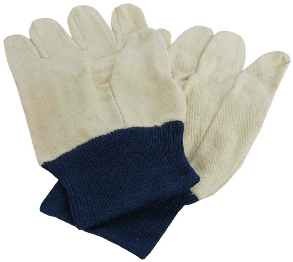 Ladies Size Medium Cotton Canvas Work Gloves With Blue Knit Wrist