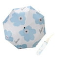 thumbnail image 2 of Flower Pattern Folding Umbrella UV Protection Foldable Rain Shine Dual Use Sun Umbrella for Travelling Sky Blue, 2 of 12