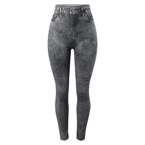 Gibobby Leggings Translúcido con patrón cintura alta para mujer, pantalones vaqueros imitación terciopelo, mallas versátiles adelgazantes 80% algodón, mallas elásticas altas(Negro,Talla única)