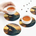 thumbnail image 6 of Bingfone Vintage Sunset Ocean Whale Leather Drinks Coasters with Set of 6,Suitable for Home Kitchen,Coffee Cup Coasters Home Gift, 6 of 7