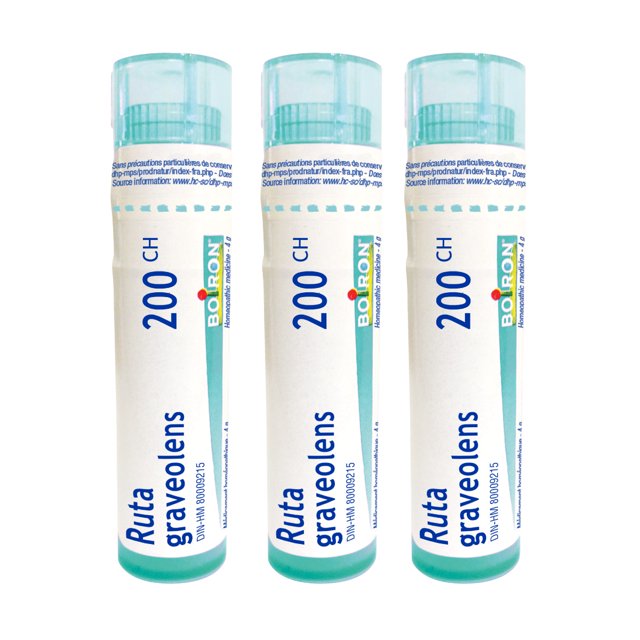Boiron Ruta Graveolens – Médicament Homéopathique, Boîte de 3 Tubes (4 g Chacun, Env. 80 Pastilles par Tube)