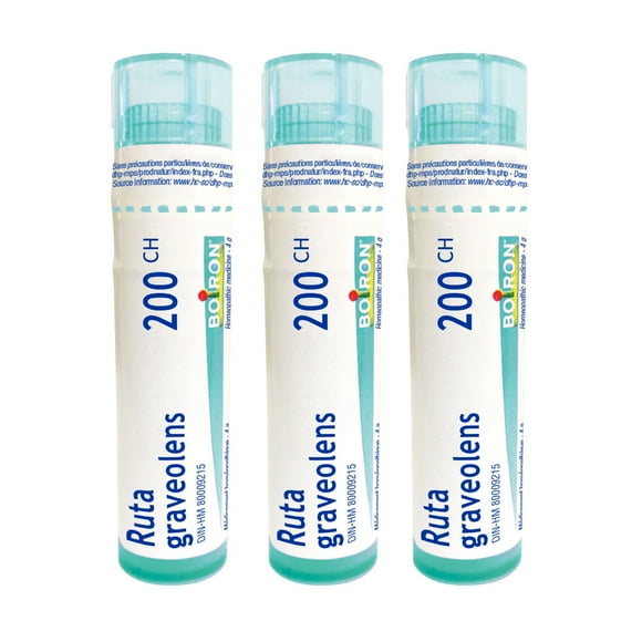 Boiron Ruta Graveolens – Homeopathic Medicine, Box of 3 Tubes (4g Each, Approx. 80 Pellets per Tube)