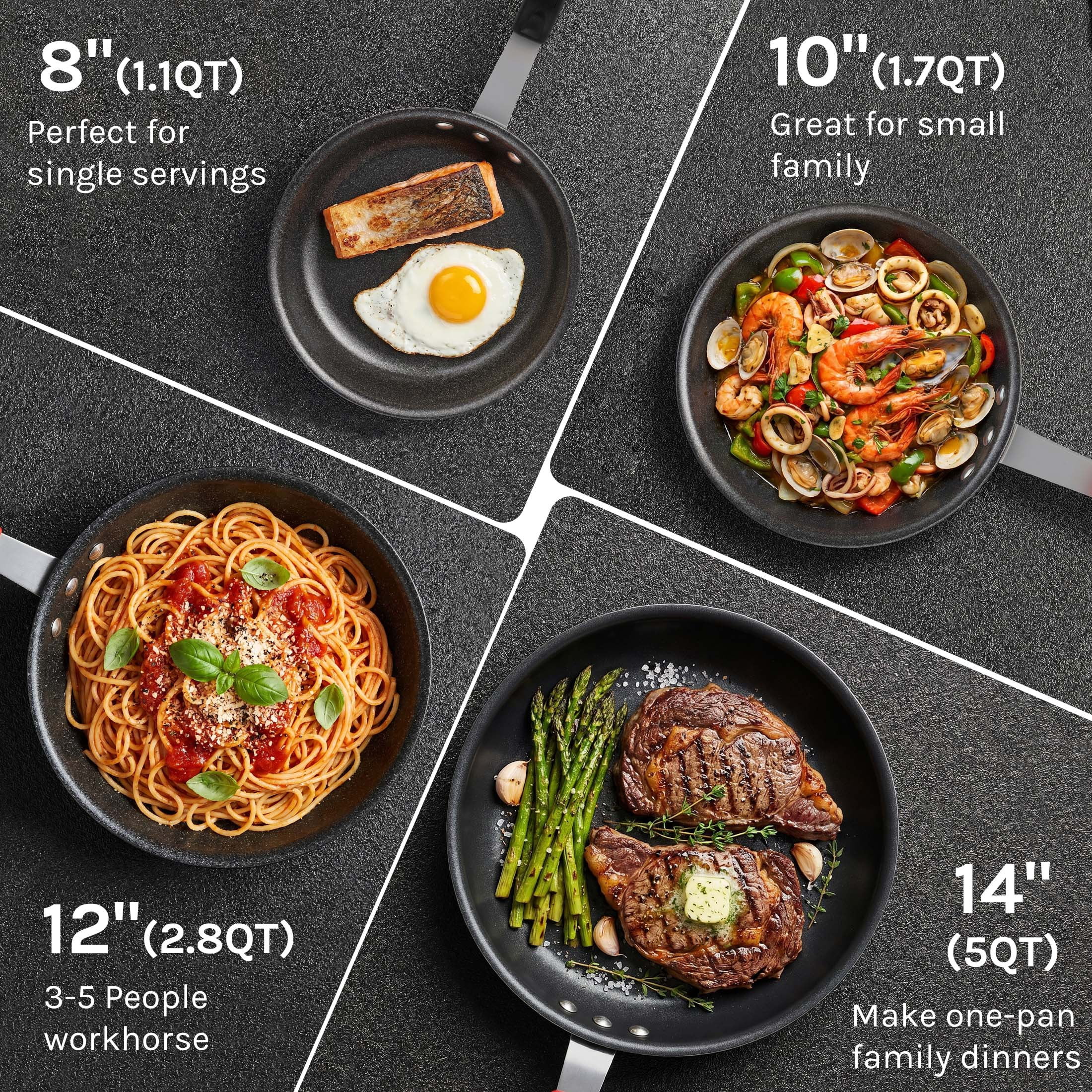 edx Ceramic Nonstick Frying Pan, 10-Inch Egg Pan, Aluminum Pans with Stainless Steel Base, Nonstick Pan Skillet, Oven & Dishwasher Safe, Black