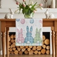 thumbnail image 2 of Spring Table Runner, Easter Eggs Bunny Blue Pink Green Plaid Polka Dots Cotton Linen Kitchen Table Decoration Washable Dining Tabletop Runners for Home Party Decor 13x48 Inches, 2 of 9