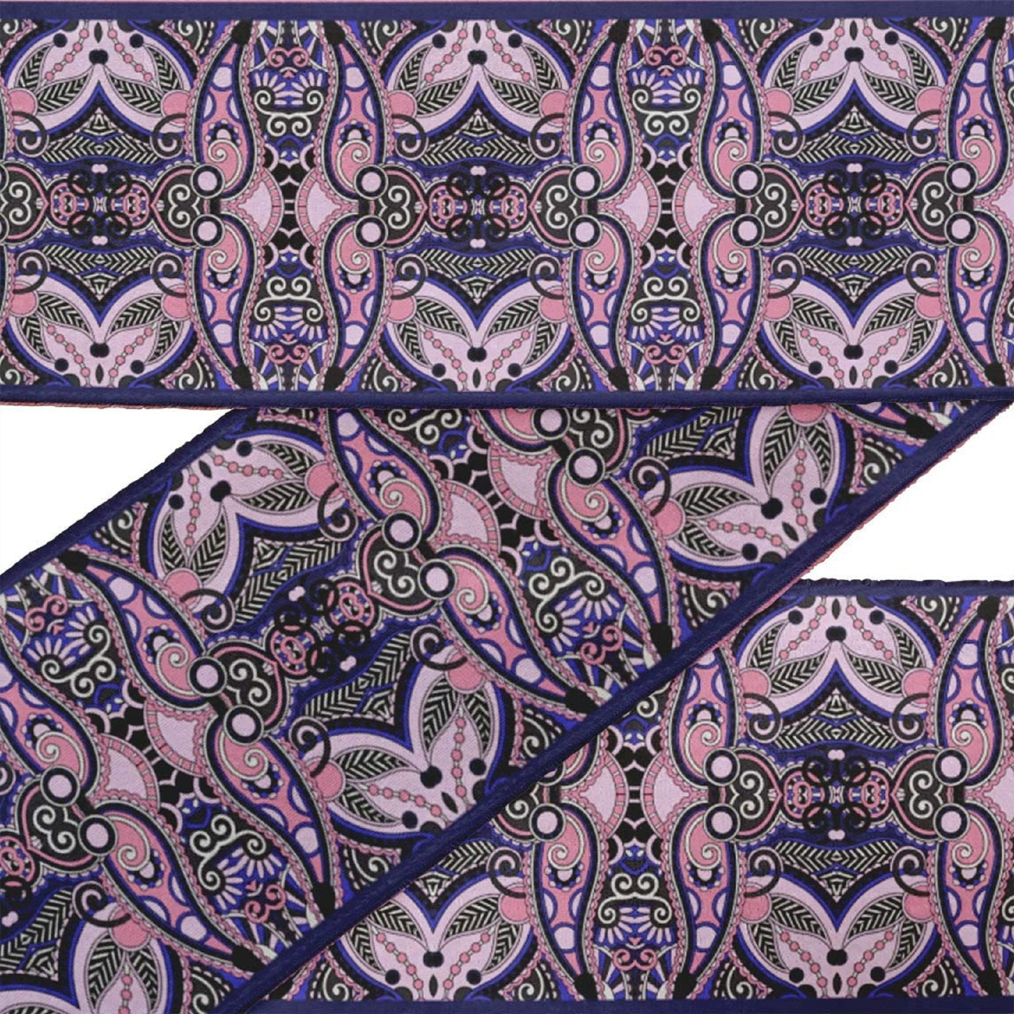 IBA Indianbeautifulart Green Stripe & Paisley Decorative Fabric Laces For Crafts Printed Velvet&nbsp;Trim&nbsp;Fabric Sewing Border Ribbon&nbsp;Trims&nbsp;9 Yards 3 Inches
