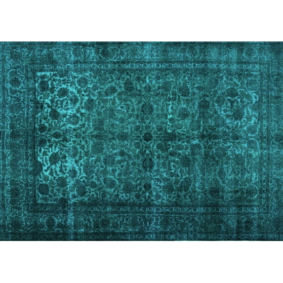 Ahgly Company Machine Washable Indoor Rectangle Abstract Turquoise Blue Contemporary Area Rugs, 8' x 12'