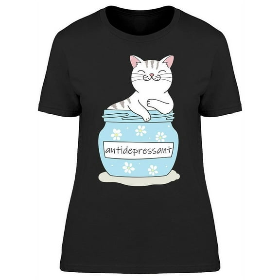 Antidepressant Jar W/ Cat In It T-Shirt Women -Image by Shutterstock, Female 3X-Large