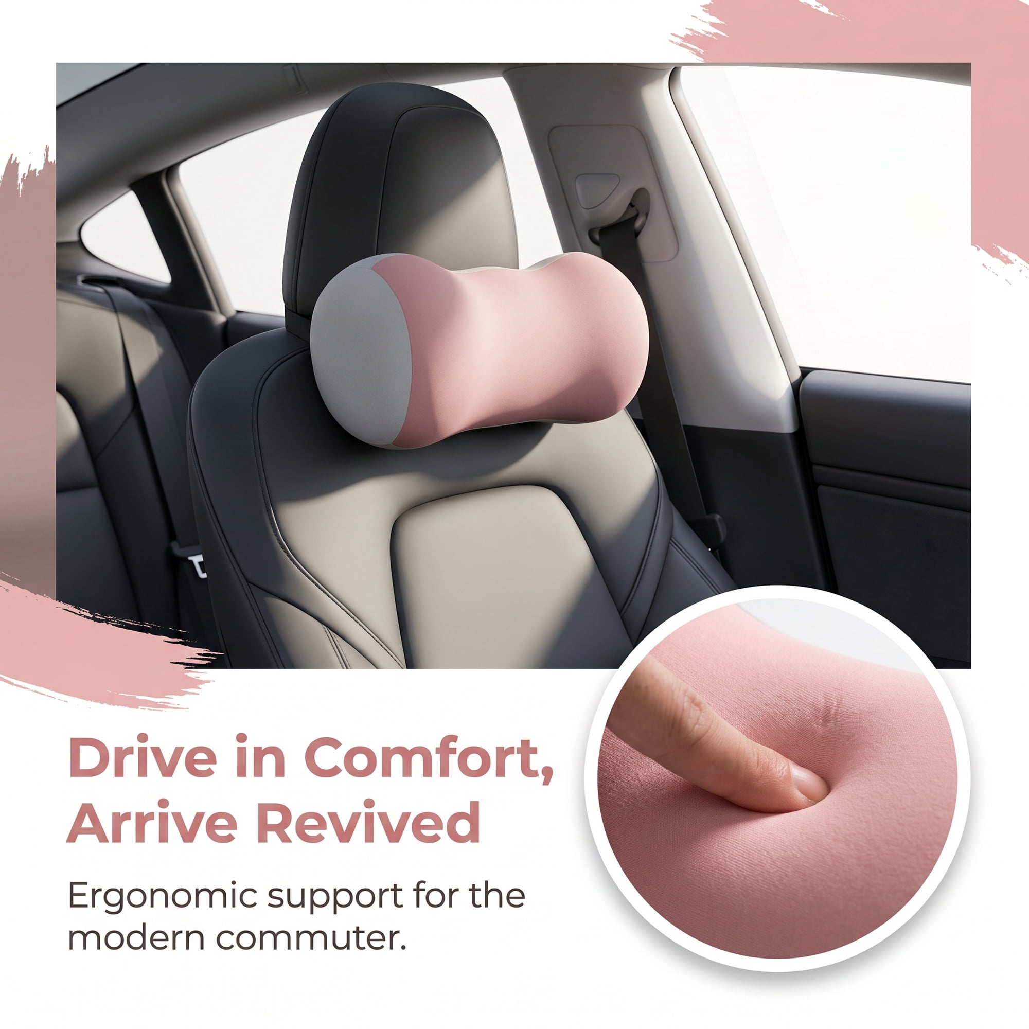 Unique Bargains Neck Pillow Cotton Cylinder Cervical Support Pink Gray 11.4" x 4.3" x 4.7"