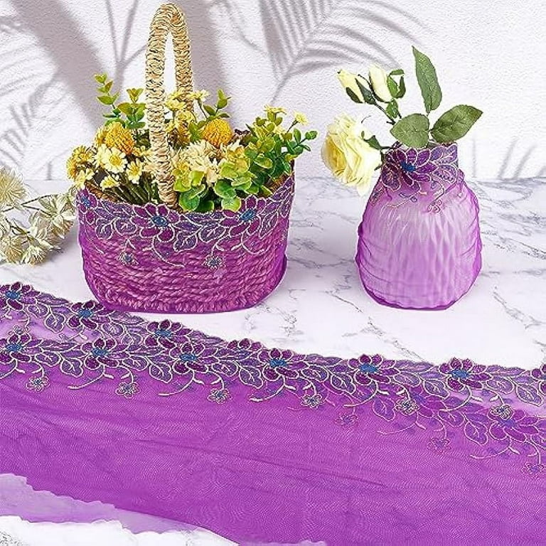 1Yard Colorful Flower Embroidered Tulle Mesh Lace Trimmings Bra