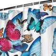 thumbnail image 3 of Butterfly Blue Pink Wing Pattern Shower Curtain 36"x72" ,Bathroom Decorative Shower Curtains Set with 12 Hooks,Modern Waterproof Washable Shower Curtain, 3 of 6