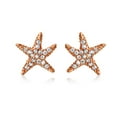 thumbnail image 2 of Bling Jewelry Womens Nautical Pave CZ Starfish Shaped Stud Earrings Rose Gold Plated Sterling Silver, 2 of 5