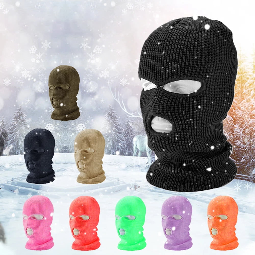 Full Face Ski Mask Winter 3 Hole Balaclava Hood Beanie Warm Winter Tactical Hat 