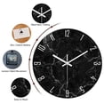 thumbnail image 3 of Black Wall Clock Battery Operated 12 Inch - Glass Marble Pattern Clock for Bathroom - Silent Wall Clock Non Ticking, 3 of 7
