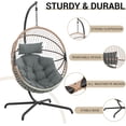 thumbnail image 3 of Oversized Egg Swing Chair with Stand, Hanging Swing Chair, Foldable Hammock Chair with Steel Frame, 350LBS Capacity for Patio Garden Bedroom, Beige, 3 of 13
