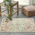 thumbnail image 2 of Wonnitar 2'x3' Bohemian Floral Medallion Area Rug,Oriental Distressed Small Bath Rug Country Vintage Doormat Faux Wool Non-Slip Washable Low-Pile Carpet for Bathroom Kitchen Laundry Room Decor, 2 of 7