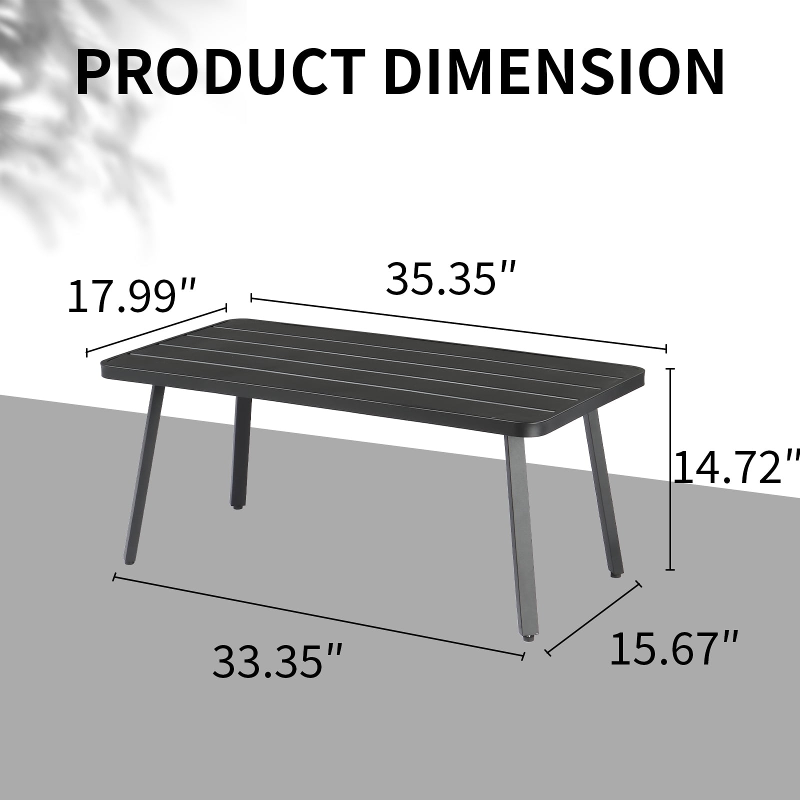 Ktaxon Outdoor Patio Coffee Table, Patio Steel Side Table Weather Resistant,  Rectangle Metal Table for Outdoor Patio Balcony Porch Living Room, Black