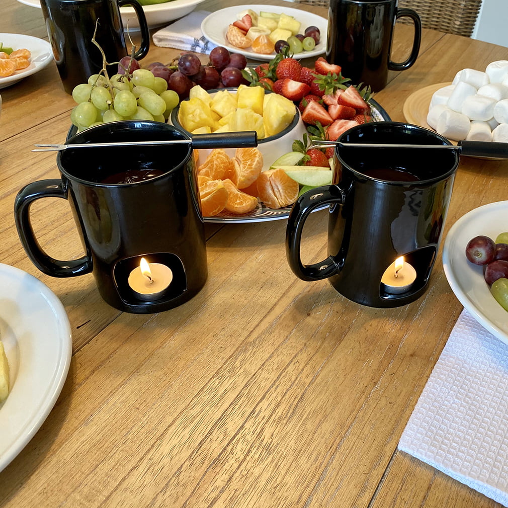 Mini Fondue Set with Candle/fork Custom Ceramic Fondue Pot Swiss Cheese  Chocolate Melting Hotpot Fondue Set with Fork