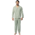 thumbnail image 1 of Set de pijama Fruit of the Loom para hombre, jersey de punto verde, 1 of 5