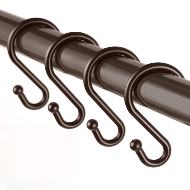 Ganchos de metal para cortina de ducha, juego de 12 anillos, ganchos en forma de S resistentes a la oxidación, perchas para cortinas de ducha, utensilios de cocina, ropa, toallas, etc. (bronce)