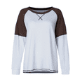 thumbnail image 4 of fatyb Long Sleeve Shirts for Women Color Block Loose Tee Shirts Casual Crewneck Pullover Summer Tops, 4 of 7