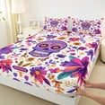 thumbnail image 3 of Manfei Teens Hippie Skeleton Twin Sheet Sets, Bohemian Flower Floral Twin Fitted Sheet, Western Theme Flat Sheet, Microfiber Bedroom Decor, 3 Pieces, 3 of 7