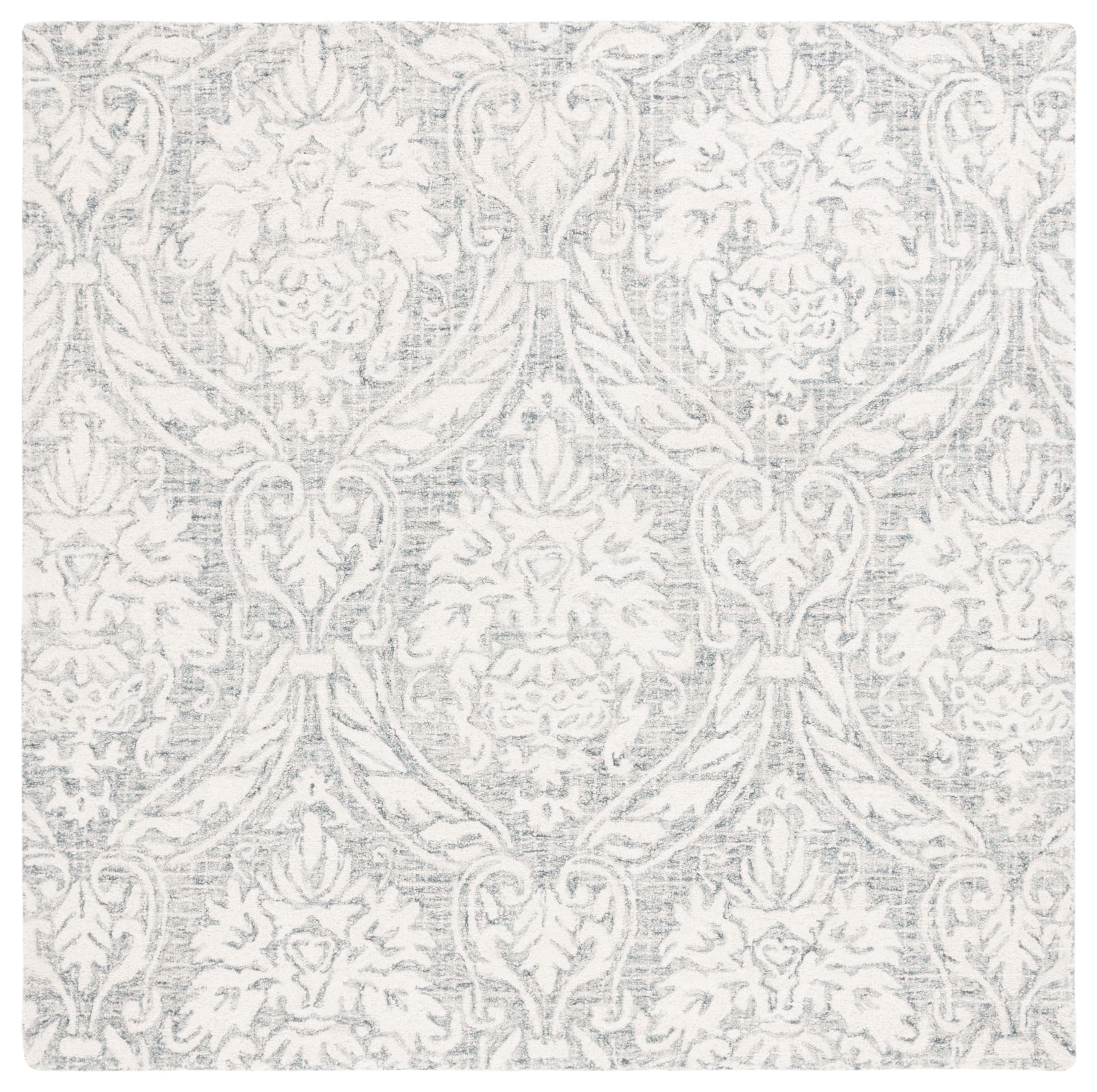 SAFAVIEH Abstract Constantine Damask Wool Area Rug, Ivory/Gray, 6' x 6' Square
