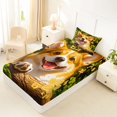 thumbnail image 5 of Manfei Corgi Dog Corgi Twin Sheets, Neon Doodle Bedding, Green Gold, 3pcs, 1 Flat Sheet, 1 Fitted Sheet and 1 Pillowcase, 5 of 6