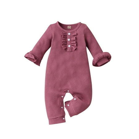 

Binmer Baby Kids Romper Autumn Newborns Girls Ruffles Flared Sleeves Jumpsuit Overalls