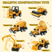 Huge Wave Construction Vehicles Boys Toy Playsets, Construction Truck with 6 Alloy Cars, Sounds and Lights, Kids Christmas & Birthday Gifts for 3 4 5 6 Years Old Boys