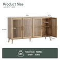 thumbnail image 4 of Smart FENDEE 63"W Sideboard Storage Cabinet with Slatted Doors and Adjustable Shelf,Dining Room,Natural, 4 of 5