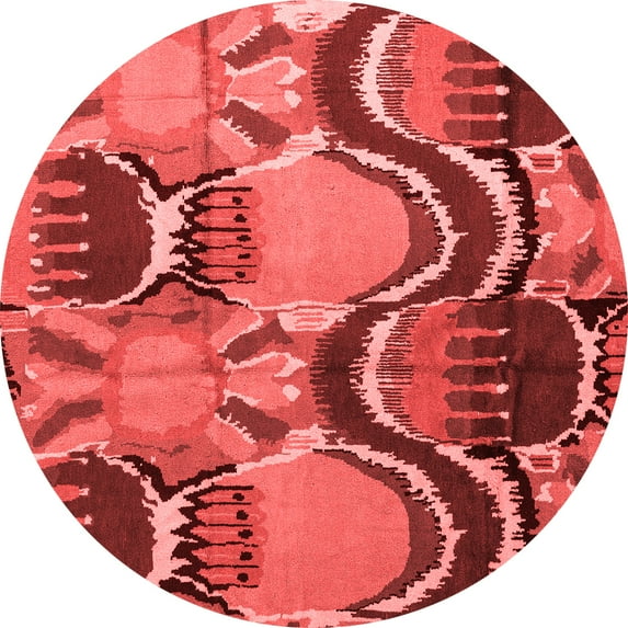 Ahgly Company Indoor Round Abstract Red Modern Area Rugs, 5' Round
