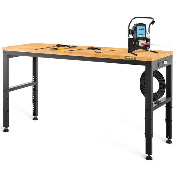 VEVOR Adjustable Workbench, 72" x 25" MultiPurpose Work Bench with 28.