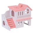 thumbnail image 1 of Shisuyan Toy for Hamster 1Pcs Pink Wooden Double-Storey House with Chew Function, 1 of 8