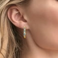 thumbnail image 4 of Gem Stone King 0.91 Ct Swiss Blue Topaz E-F Lab Grown Diamond 18K Yellow Gold Plated Silver Earrings, 4 of 5