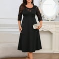 thumbnail image 4 of THDHVS Plus Size Dresses for Curvy Women,Womens Dresses,Womens Plus Size Lace Patchwork Quarter Sleeve Dress Black L, 4 of 4