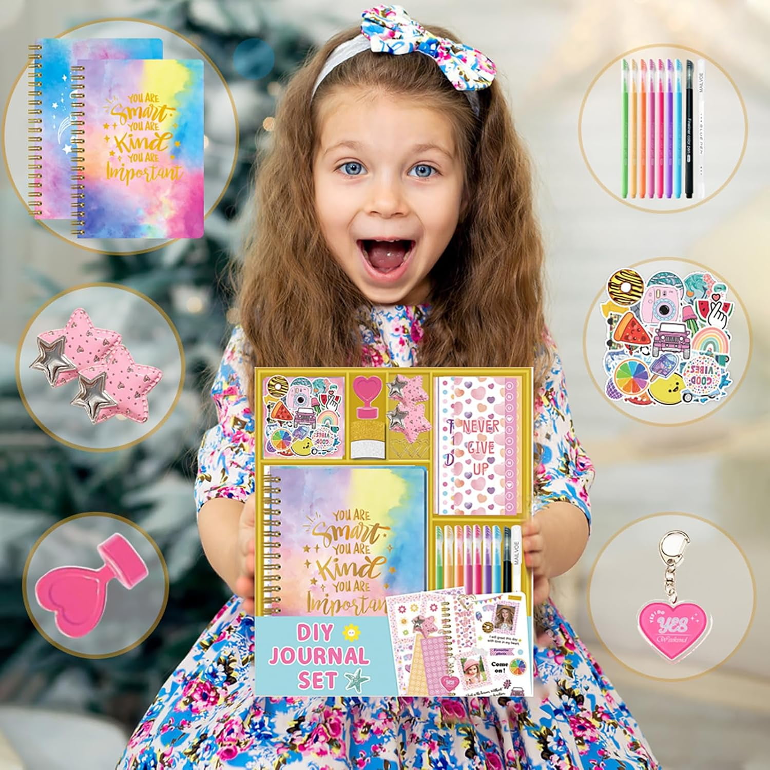 DIY Journal Kit for Girls Ages 8-14, Journaling Art Crafts Kit for Tween & Teen Girls, Creative Scrapbook & Diary Supplies Toy Set with Notebook Sticker - Fun Cute Birthday Xmas Gifts Ideas