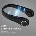 thumbnail image 4 of Ventilador portátil negro, miniventilador de cuello silencioso con manos libres, sin aspas, ajustable en 360 grados, 3 velocidades, apto para actividades en interiores y exteriores, 4 of 5
