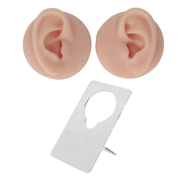 Modelo de oreja de silicona suave, estructura clara de alta simulación, modelo de oreja humana para práctica de perforación, Color de piel claro