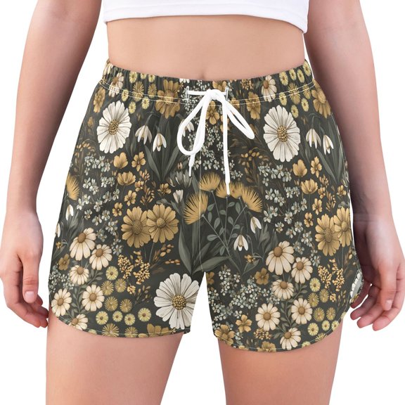 FORMRS Womens Swim Shorts Mesh Liner Quick Dry Casual Beach Board Bottom with Pockets, Sizes S-2XL, Floral Wilderness Pattern