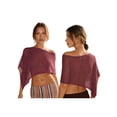 thumbnail image 2 of LMLYSoH Womens Knit Poncho Tops Solid Color Mesh Sheer Asymmetric Shawl Off Shoulder Lightweight Cape for Spring Summer, 2 of 9