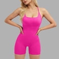 thumbnail image 5 of Feancey Yoga Jumpsuits for Women Criss Cross Back Bodysuits Spaghetti Strap Sleeveless Shorts One Piece Rompers Soft Stretchy Bodycon Outfits Hot Pink S, 5 of 8