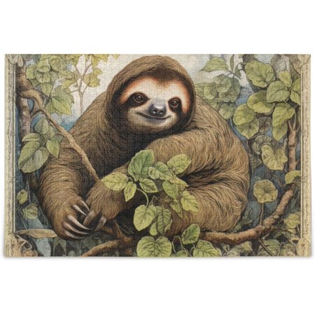 Hotbar Classic Paint Sloth Jigsaw Puzzle 500 Pieces, Zigsaw Puzzles with Storage Bag and Reference Picture Alphabet Back 20.5×14.9 in
