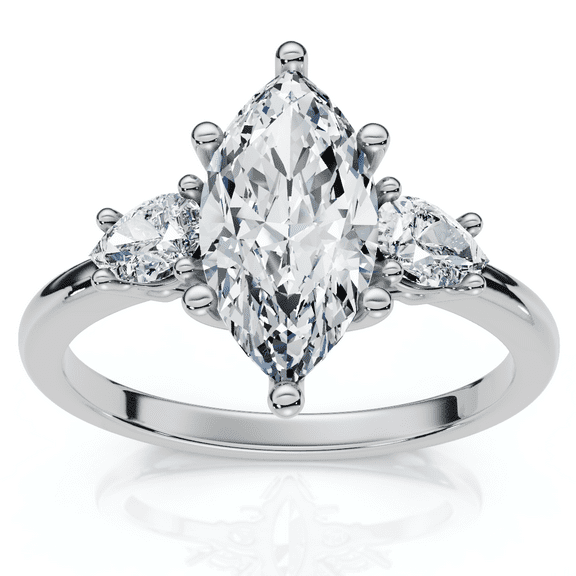 Pompeii 1 1/3Ct Marquise & Pear Shape Diamond 3 Stone Engagement Ring 14k Gold Lab Grown