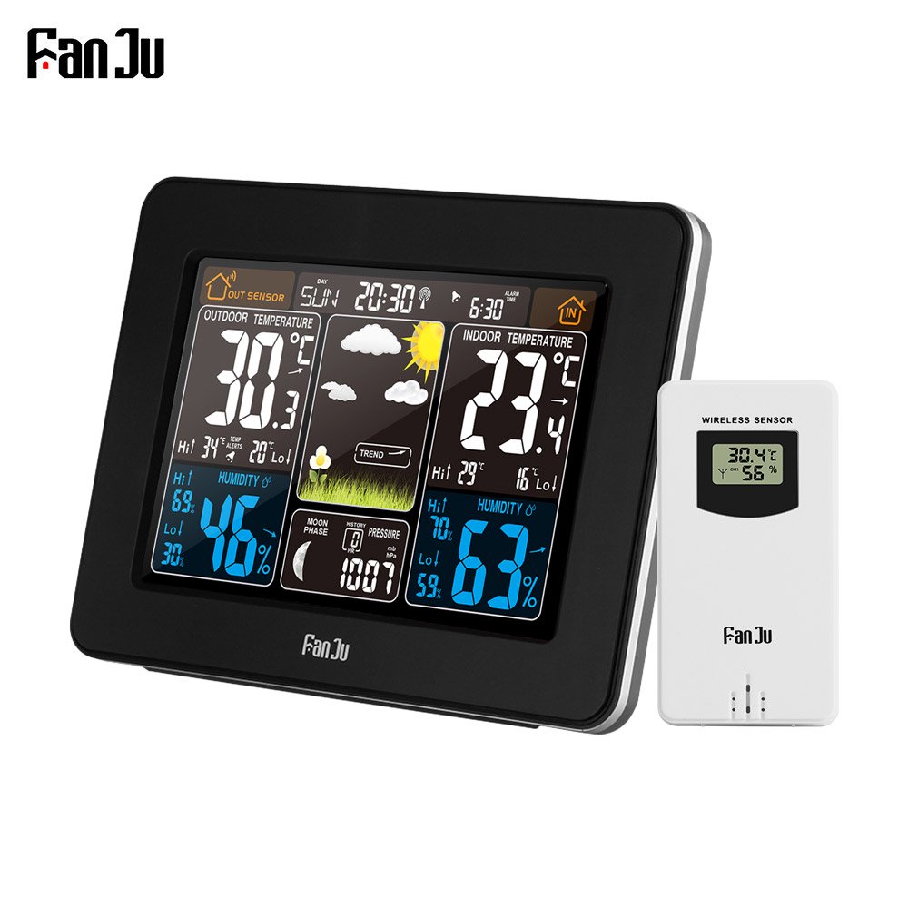 FanJu FJ3365 Color Weather Station Indoor/Outdoor Wireless Temperature