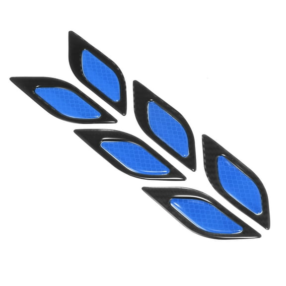 6pcs 3D Reflective Stickers Safety Warning Sign for Car Fender Bumper Night Visibility Decal Carbon Fiber Pattern Blue
