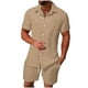 thumbnail image 2 of Ceisia Men's Loose Fit Casual 2-Piece Set Short Sleeve Button-Down Shirt with Elastic Waist Drawstring Shorts Gifts, 2 of 9