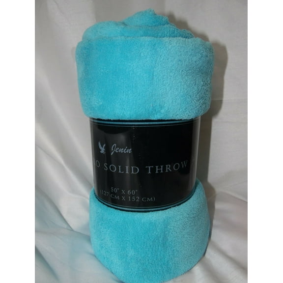 1 TURQUOISE BLUE Solid Soft Warm Versatile Small Throw Lightweight Travel Micro Plush Bed Blanket